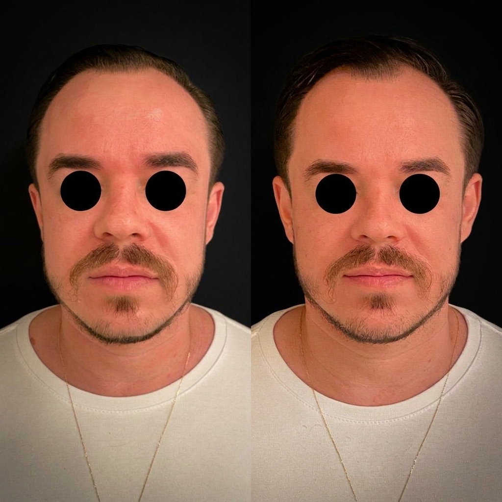 Harmonização facial — antes e depois, caso 1